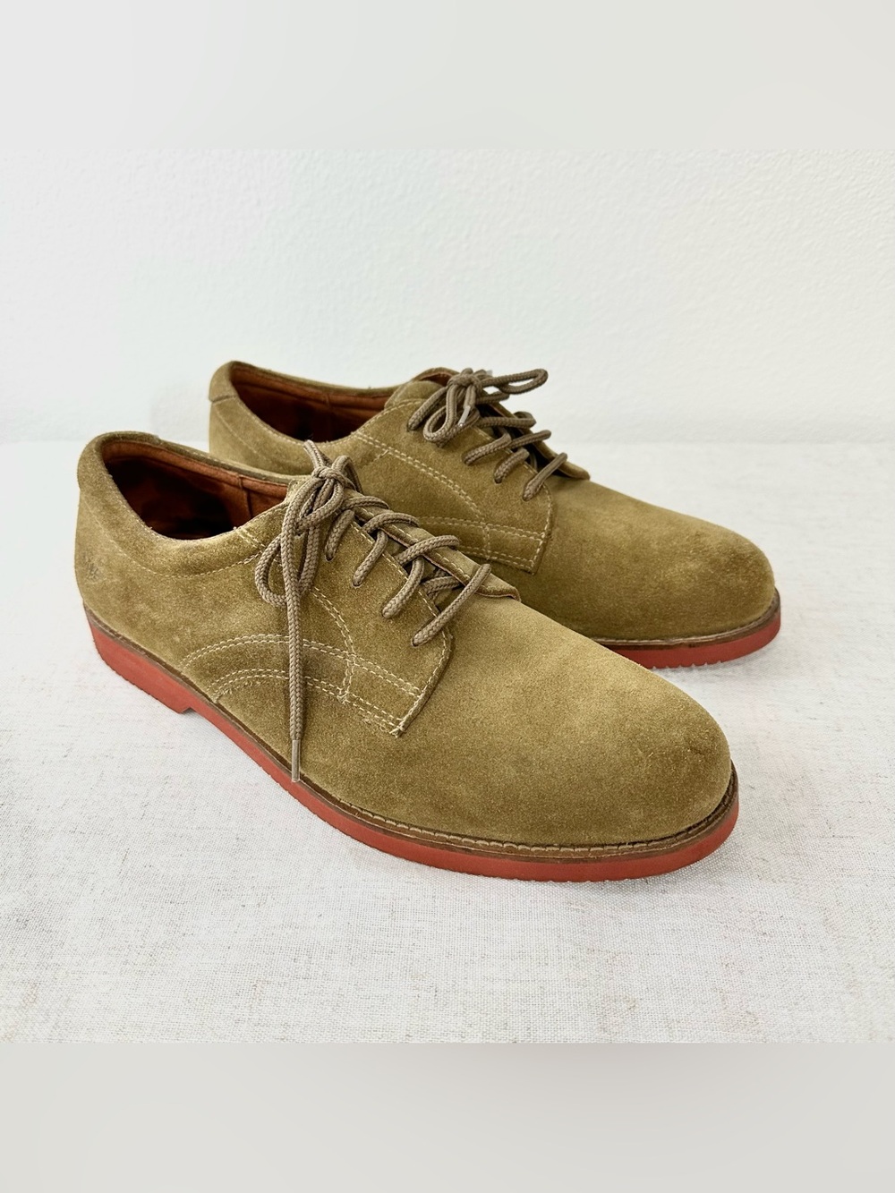 Dockers Suede Derby Shoes Men’s 9.5M Olive Green Leather Lace Up Oxford Style